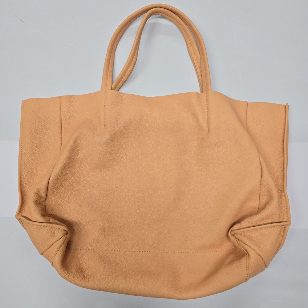 ASMPERSAND AS APOSTROPHE Leather Tote Bag Peach Top Handle Everyday Casual